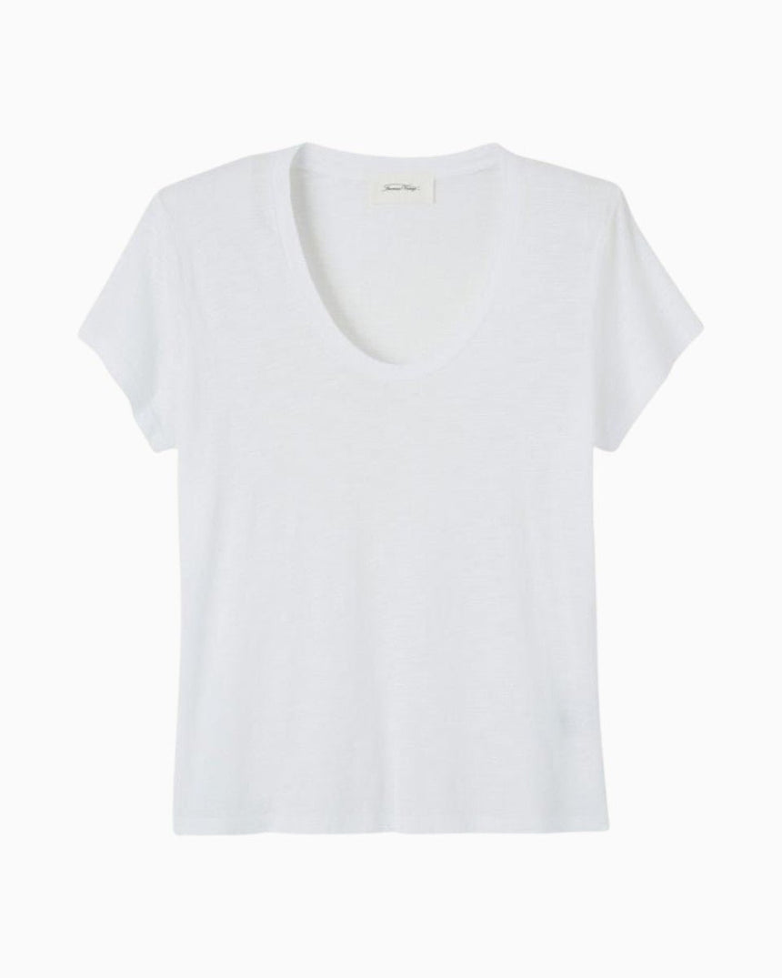 American Vintage Jacksonville Kadın U-Neck T-Shirt Blanc