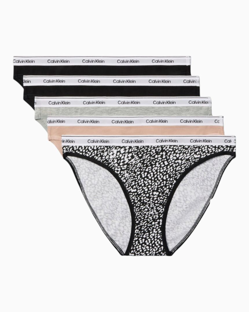 Calvin Klein Low Rise Bikini 5PK - Kadın Black/Black/Cedar/Grey Heather/Ink