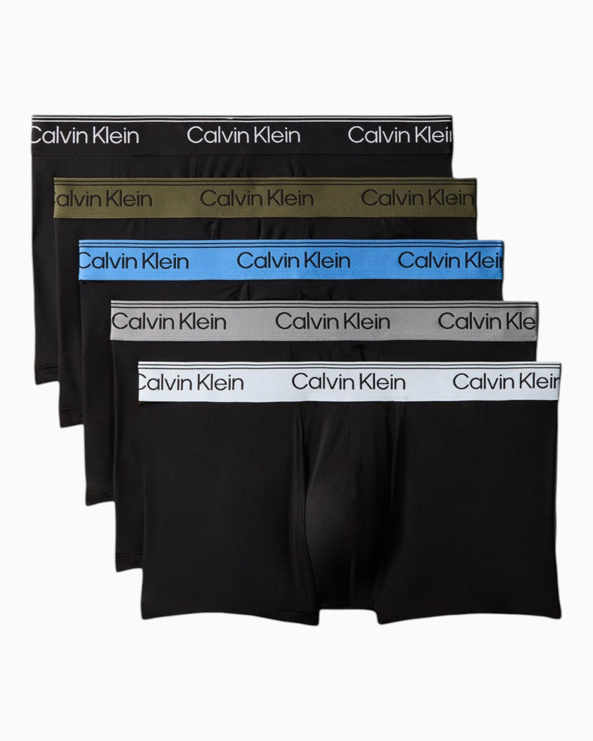 Calvin Klein Low Rise Trunk 5PK Flex Microfibre Stretch - Erkek Black Bodies w Black/Poseidon Blue