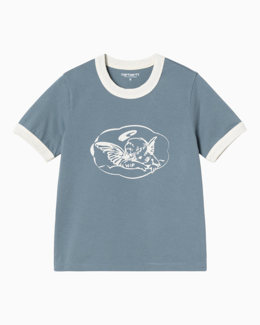 Carhartt WIP S/S Reminiscing Ringer Kadın T-Shirt Velvet Blue / Heavy stone wash