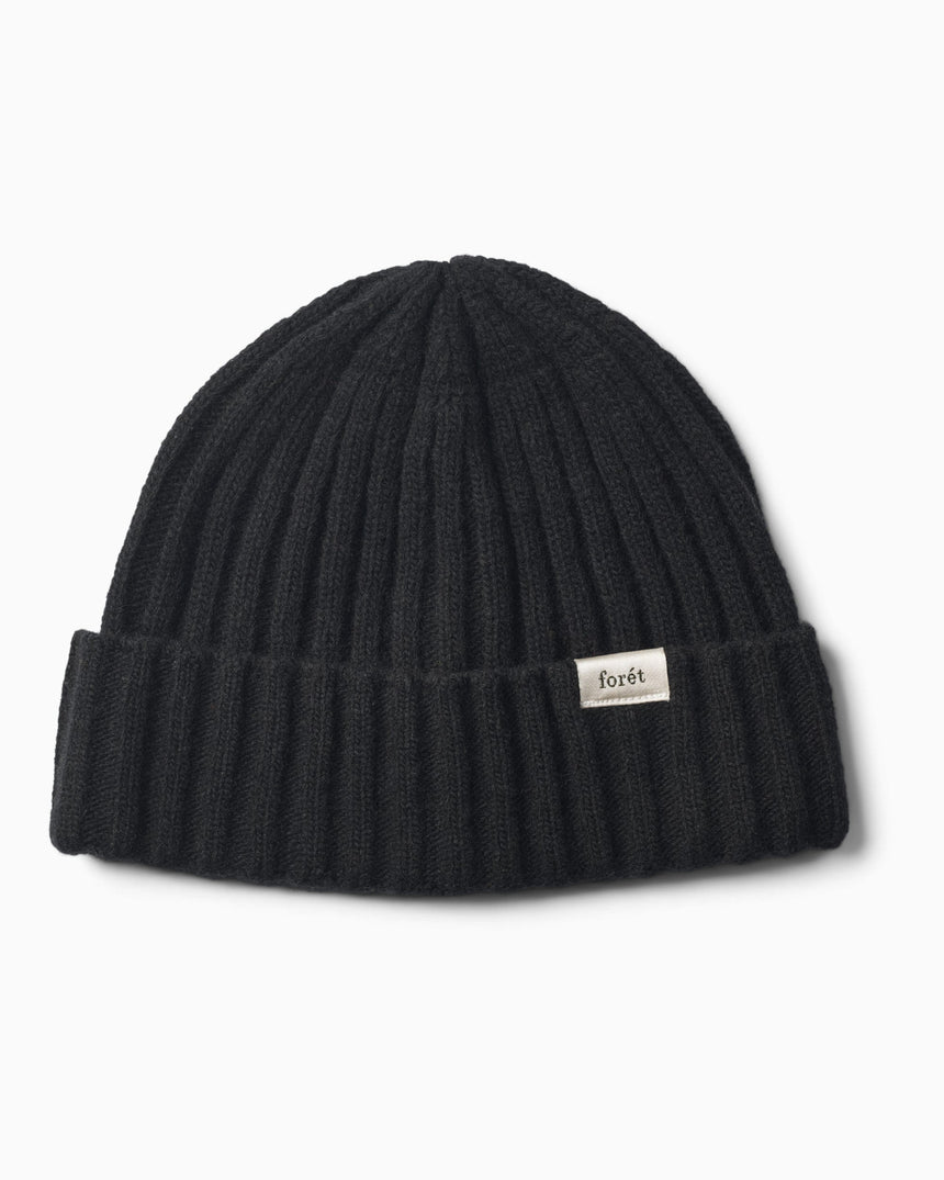 Forét Relax Rib Lambswool Beanie Black
