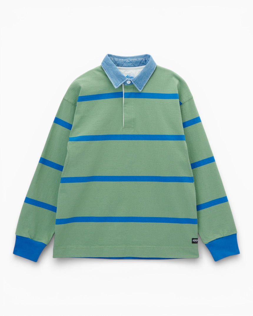 Gramicci Langdon Rugby Erkek Polo T-Shirt Olive/Blue