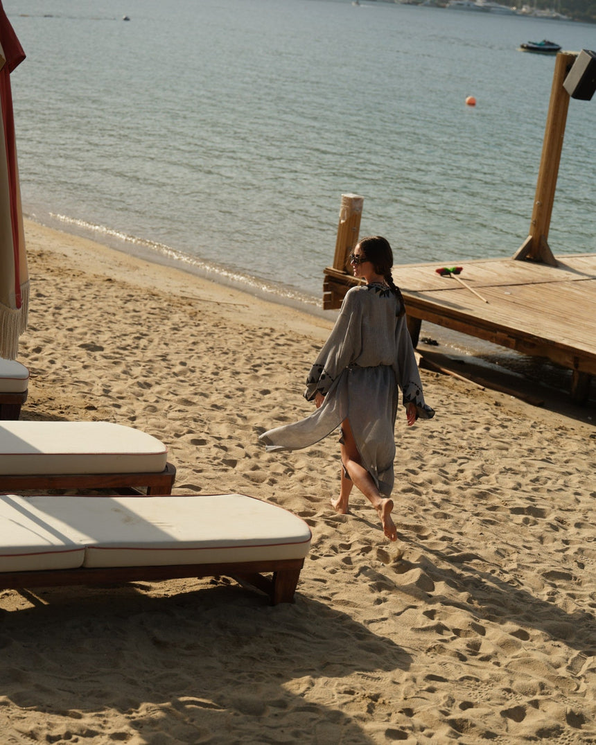 İKİKIZ Keten Baskılı Kimono