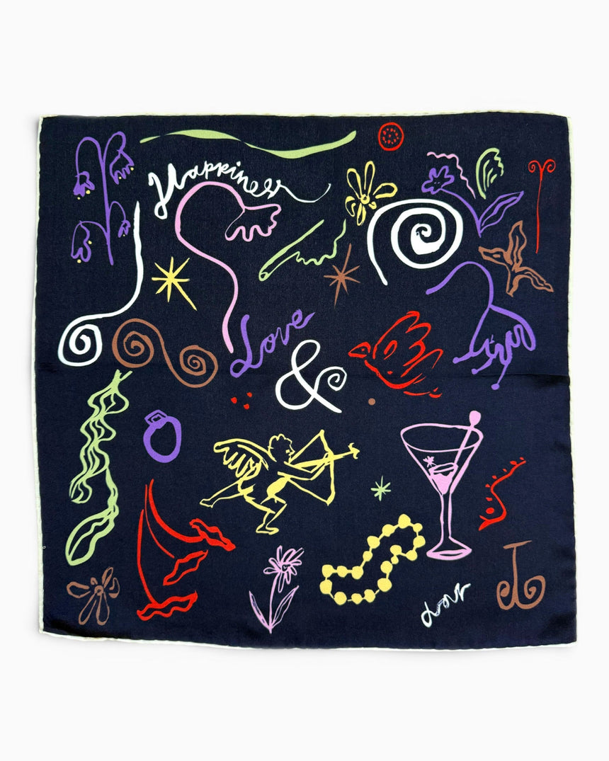 Lar Studio Love and Happiness 42 x 42 Bandana Blue