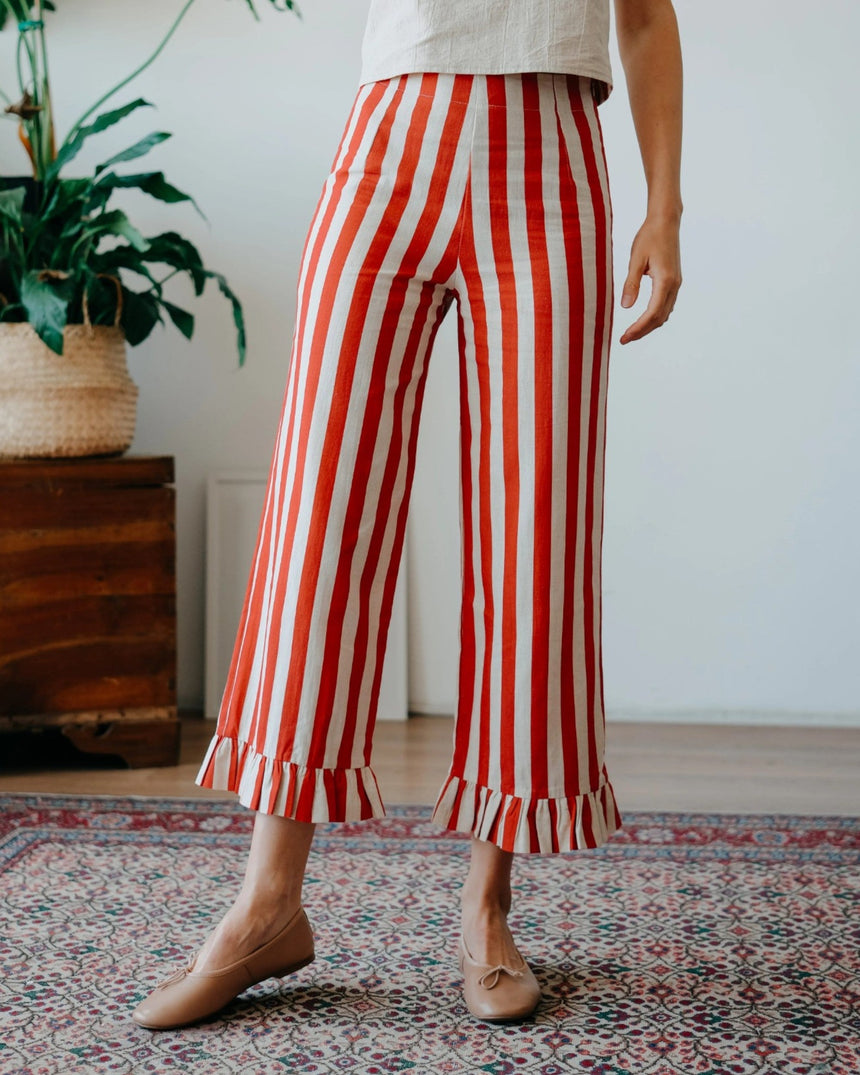 Mama in Love Frill Stripes Kadın Pantolon