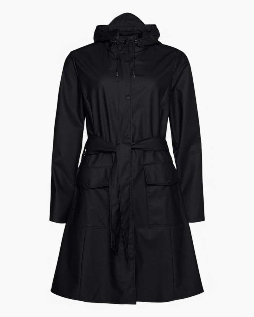 Rains Curve Long Jacket Black