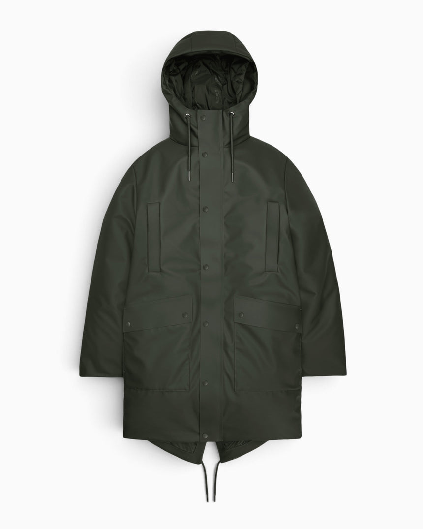 Rains Nome Long Parka Green