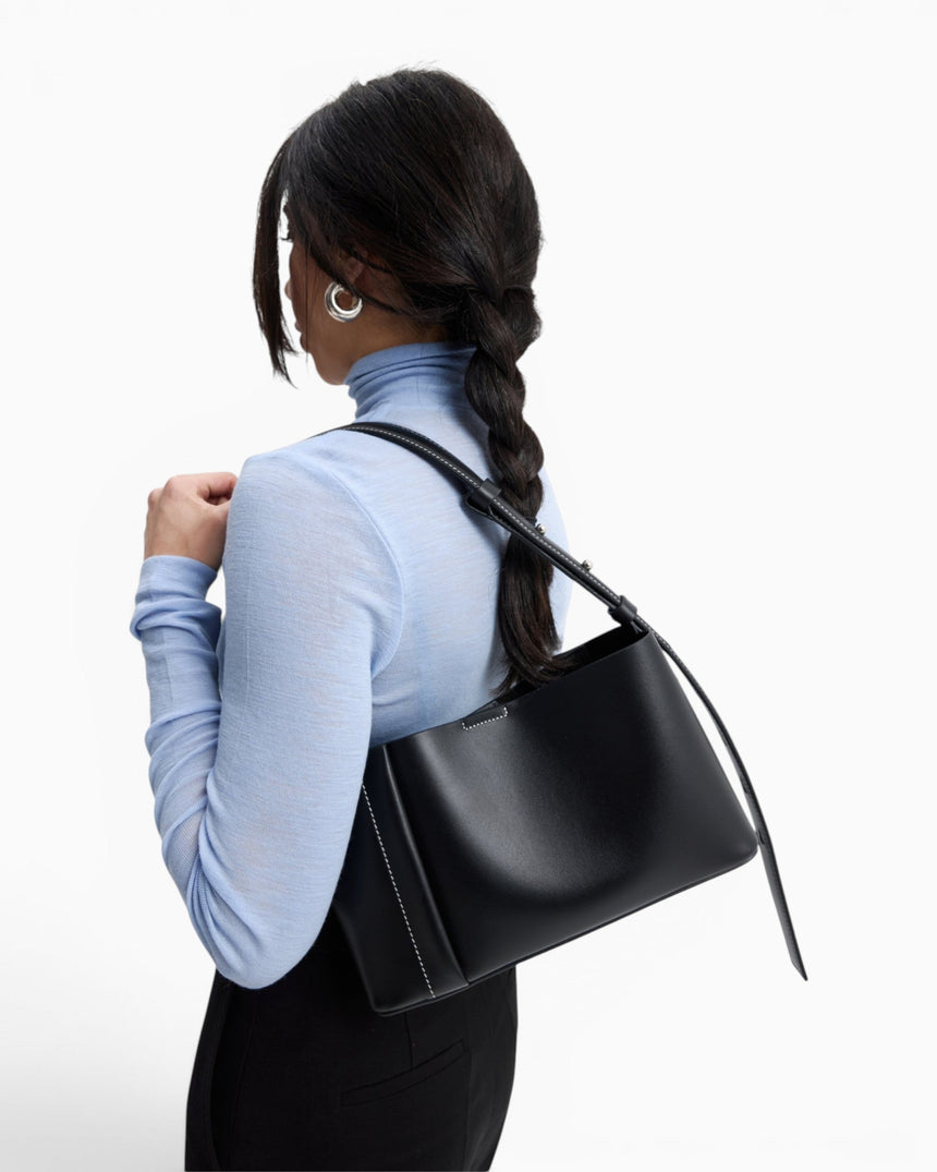 SAYÉS Small Tote Plissé Deri Kadın Omuz Çantası