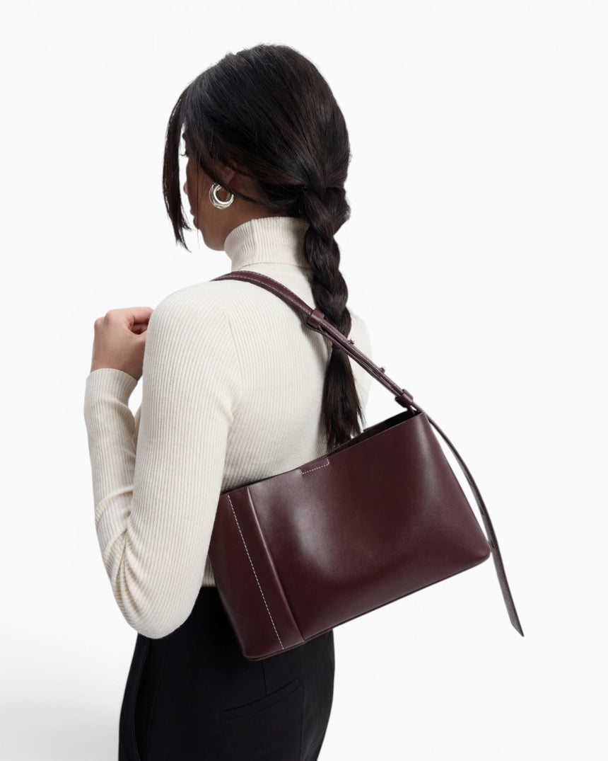 SAYÉS Small Tote Plissé Deri Kadın Omuz Çantası