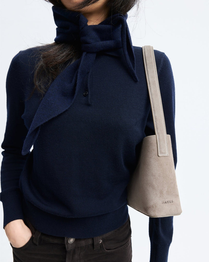 SAYÉS Small Tote Plissé Suede Kadın Omuz Çantası