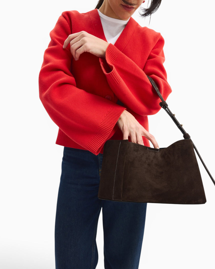 SAYÉS Small Tote Plissé Suede Kadın Omuz Çantası