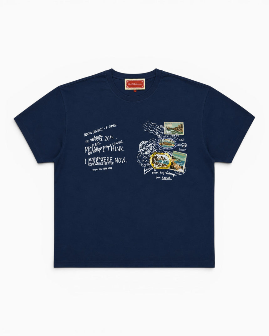 Soon To Be Announced Postcard From Far Tee Navy
