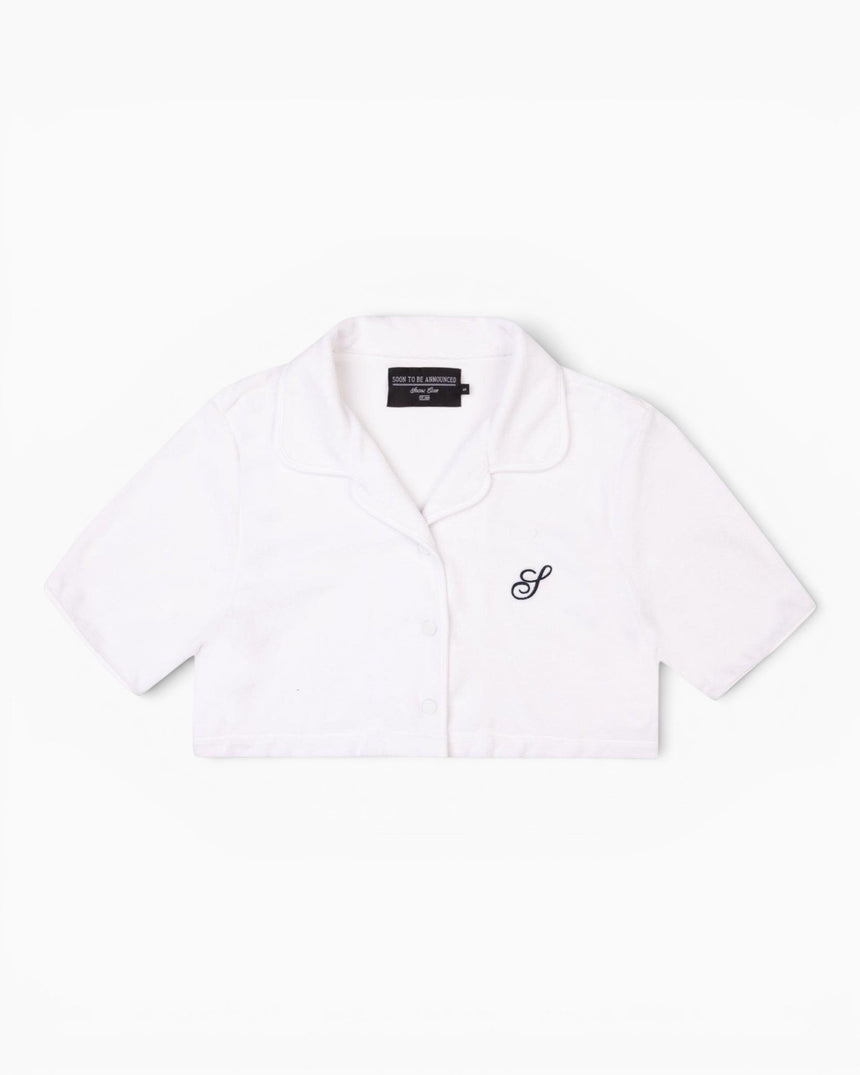 Soon To Be Announced S Logo Crop Terry Bowling Havlu Kadın Gömlek White