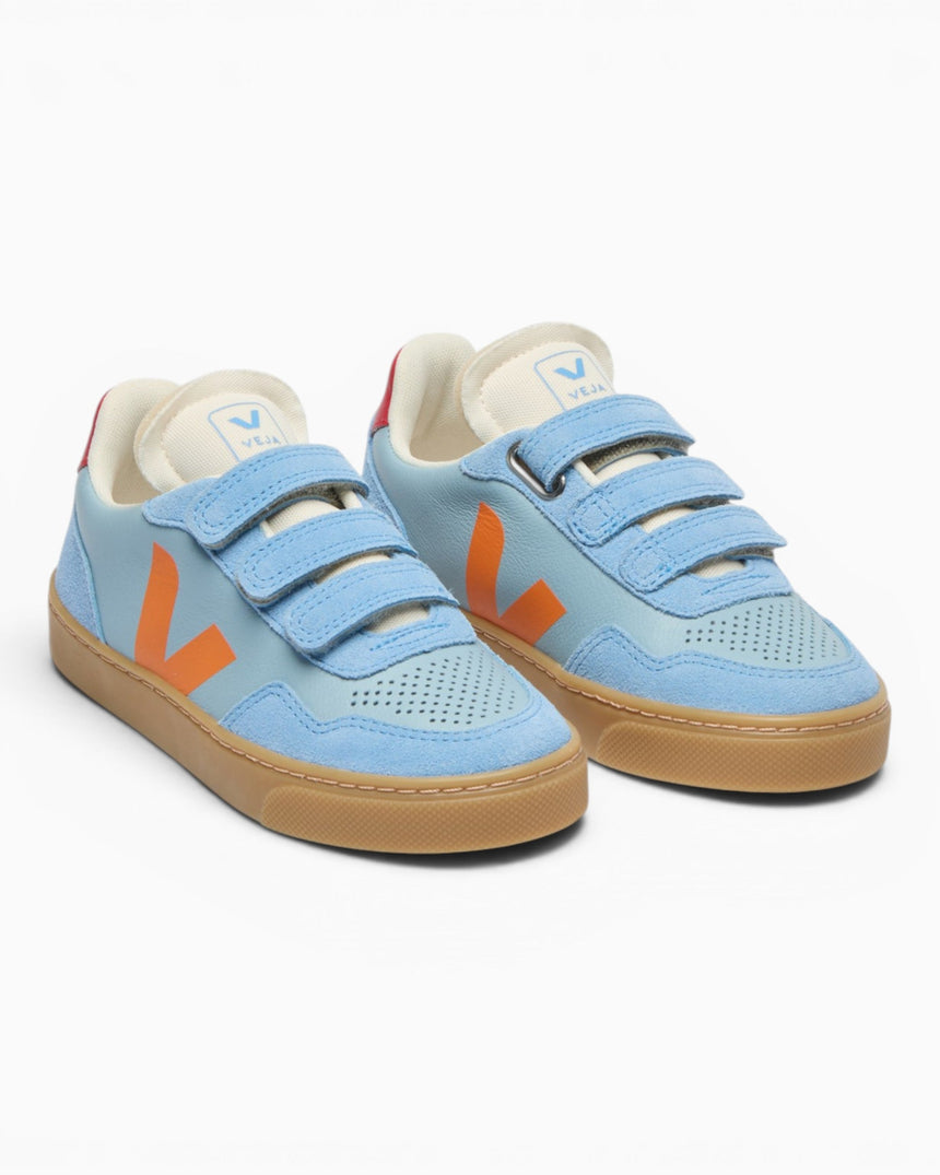 VEJA Small V-90 O.T. Leather Çocuk Sneaker Steel/Fury/Natural