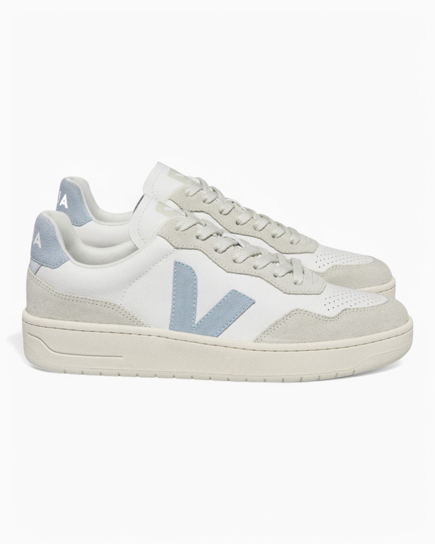 VEJA V-90 Leather Suede Logo Kadın Sneaker Extra White/Steel
