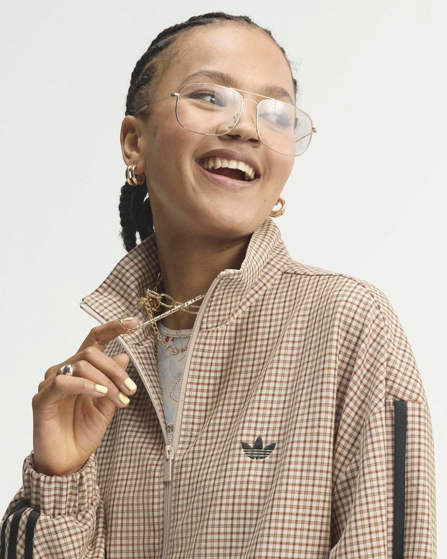 adidas Originals Badigirl Checks Track Top Kadın Ceket Crystal Linen/Aurora Coffee/Orbit Green/Vermillion