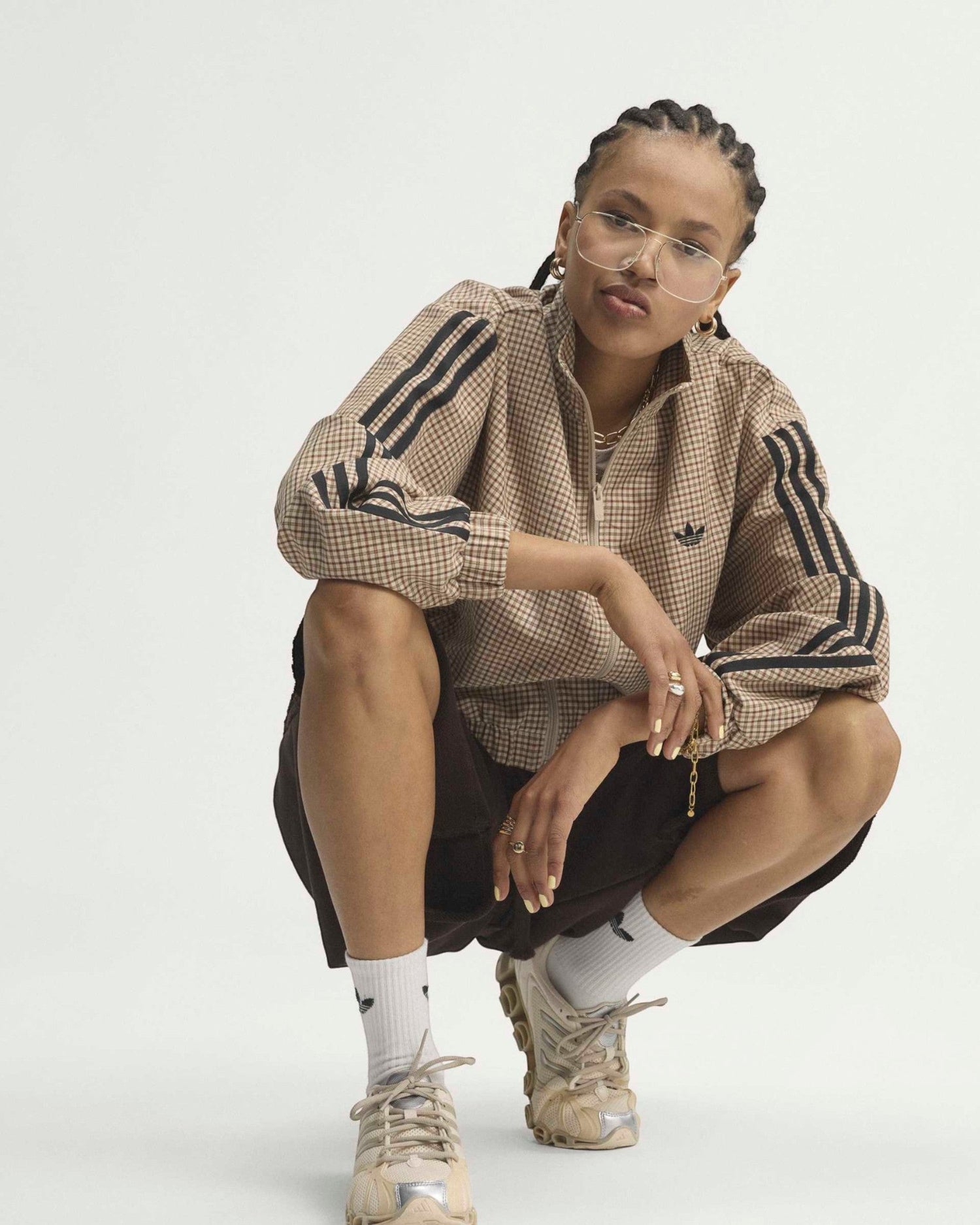 adidas Originals Badigirl Checks Track Top Kadın Ceket Crystal Linen/Aurora Coffee/Orbit Green/Vermillion