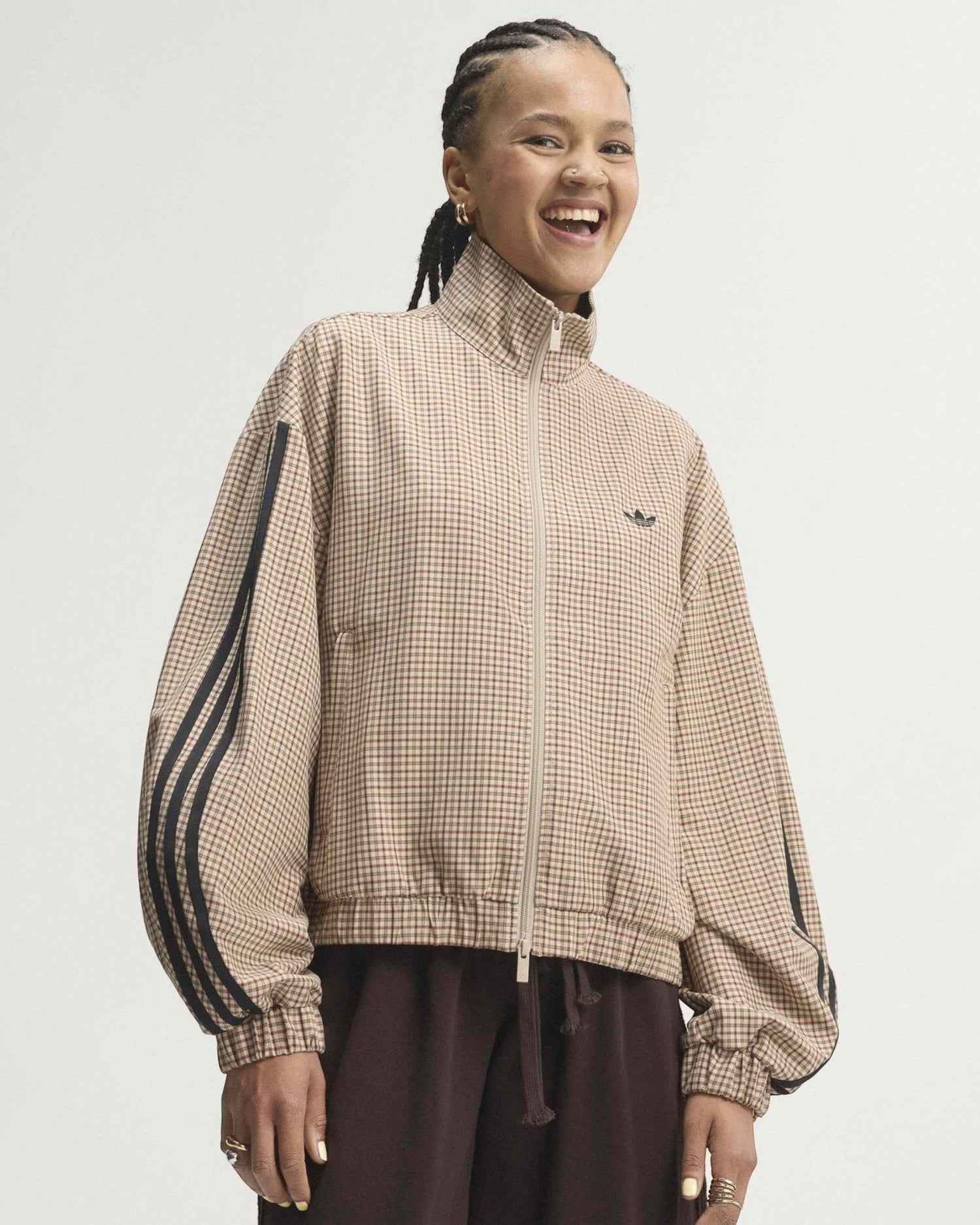 adidas Originals Badigirl Checks Track Top Kadın Ceket Crystal Linen/Aurora Coffee/Orbit Green/Vermillion