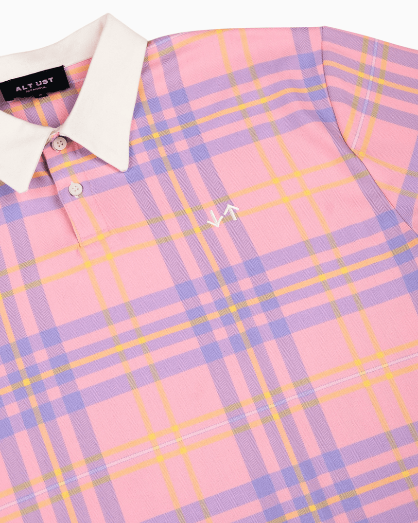 Alt Üst Plaid Polo T-Shirt