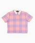 Alt Üst Plaid Polo T-Shirt Pink