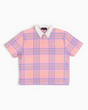 Alt Üst Plaid Polo T-Shirt Pink