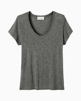 American Vintage Jacksonville Kadın U-Neck T-Shirt Anthracite Chine