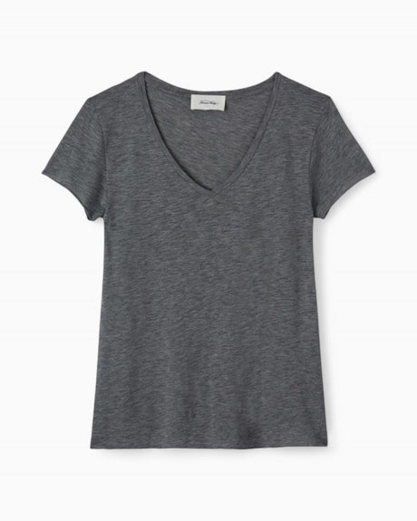American Vintage Jacksonville Kadın V-Neck T-Shirt Anthracite Chine