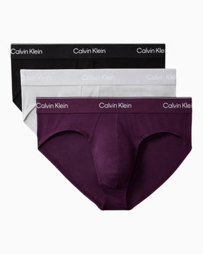 Calvin Klein Hip Brief 3PK - Erkek Black w/Harbor Mist Logo/Black w/ dt
