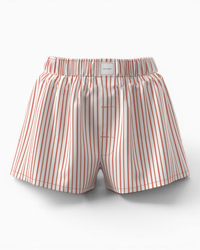 Calvin Klein Logo Patch Poplin Kadın Şort Aurora Stripe/Peach Bliss