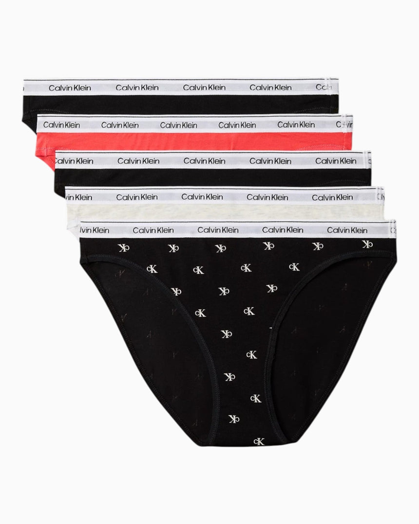 Calvin Klein Low Rise Bikini 5PK - Kadın Black/ Black/ Snow Heather/ Punch P