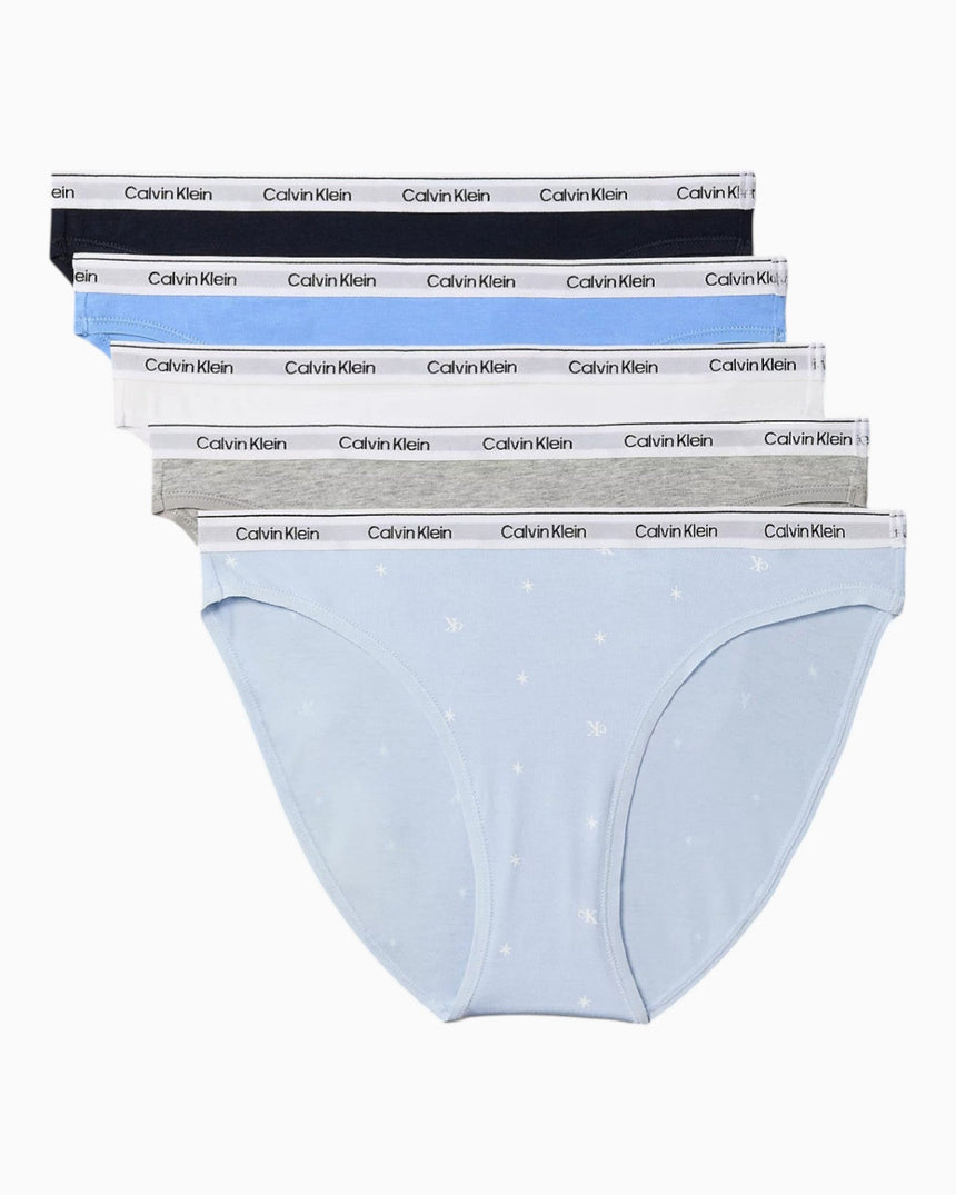 Calvin Klein Low Rise Bikini 5PK - Kadın Shoreline/ Blue Descent/ White/Gr