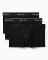 Calvin Klein Low Rise Trunk 3PK Icon Cotton Stretch - Erkek B-White/Heavenly Iris Logo/B-White