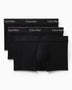 Calvin Klein Low Rise Trunk 3PK Icon Cotton Stretch - Erkek B-White/Heavenly Iris Logo/B-White