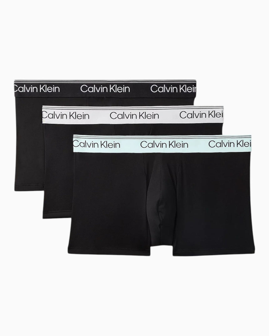 Calvin Klein Low Rise Trunk 3PK Microfiber Stretch - Erkek Black Bodies w/ Black/Light Cast/Fe