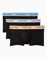 Calvin Klein Low Rise Trunk 3PK Microfiber Stretch - Erkek Black Bodies w/ Gulf Blue/Light Cas