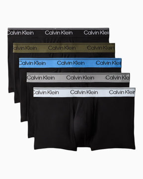 Calvin Klein Low Rise Trunk 5PK Flex Microfibre Stretch - Erkek Black Bodies w Black/Poseidon Blue