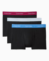 Calvin Klein Relaxed Trunks 3PK Icon Cotton Stretch - Erkek Black Bodies w/ Poseidon Blue/Plein