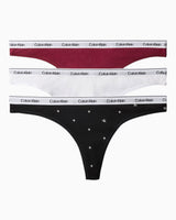 Calvin Klein Thong 3PK Modern Logo - Kadın Established Red/Classic White/Seein