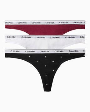 Calvin Klein Thong 3PK Modern Logo - Kadın Established Red/Classic White/Seein