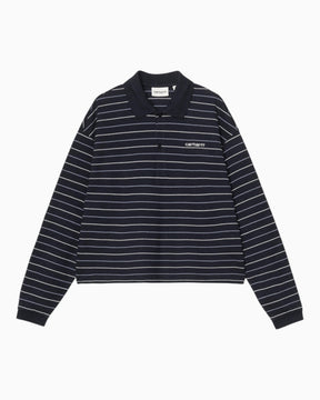 Carhartt WIP L/S Mabel Kadın Polo T-Shirt Mabel Stripe / Dark Navy