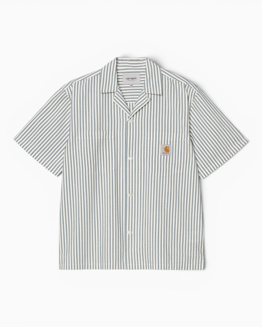 Carhartt WIP S/S Leavel Erkek Gömlek Leavel Stripe/Blue River/Wax