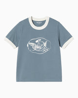 Carhartt WIP S/S Reminiscing Ringer Kadın T-Shirt Velvet Blue / Heavy stone wash