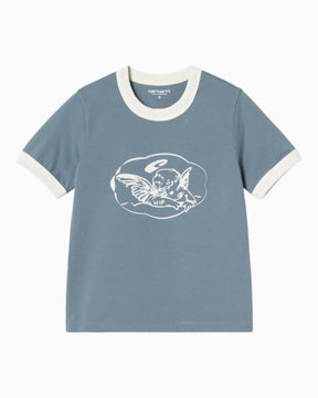 Carhartt WIP S/S Reminiscing Ringer Kadın T-Shirt Velvet Blue / Heavy stone wash