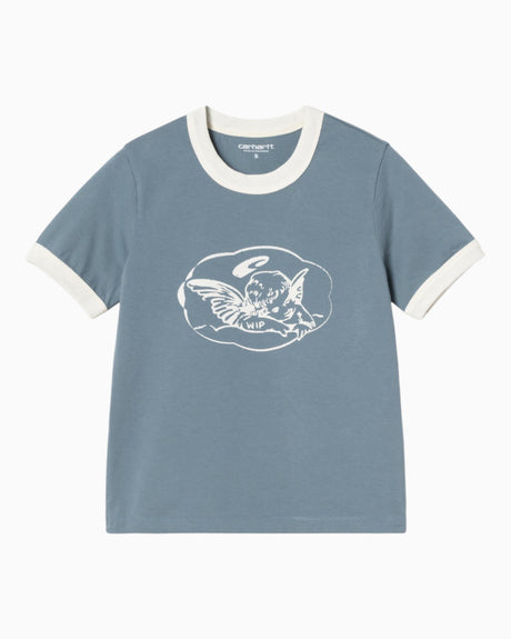 Carhartt WIP S/S Reminiscing Ringer Kadın T-Shirt Velvet Blue / Heavy stone wash