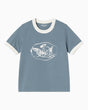 Carhartt WIP S/S Reminiscing Ringer Kadın T-Shirt Velvet Blue / Heavy stone wash