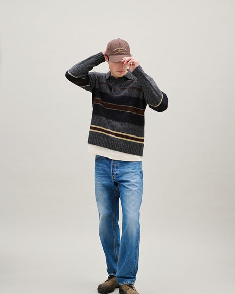 Forét Dawn Stripe Knit Polo Erkek Triko