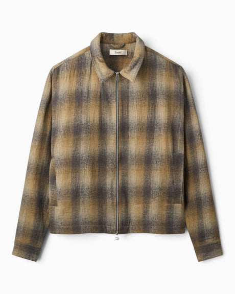 Forét Raven Wool Zip Erkek Gömlek Ceket Fallow Check