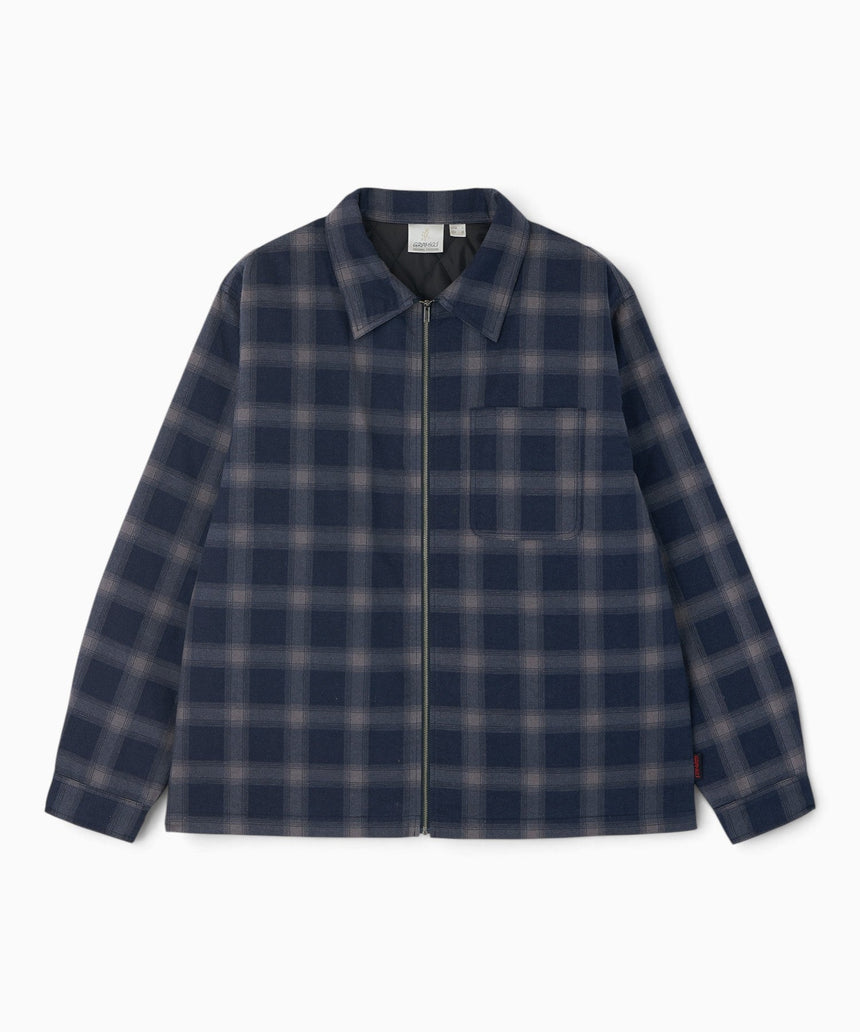 Gramicci Zip-Up Insulated Flannel Erkek Gömlek Navy Shadow Plaid