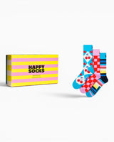 Happy Socks Checks and Stripes Gift Set 3 Pack Çorap