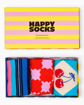Happy Socks Checks and Stripes Gift Set 3 Pack Çorap Çok Renkli